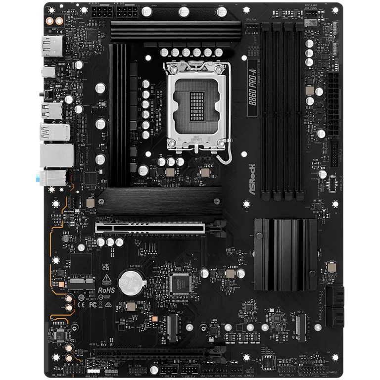 Дънна платка ASROCK B860 PRO-A 90-MXBRN0-A0UAYZ, Socket 1851, ATX, DDR5, PCIe 5.0 x16, 2.5Gb LAN