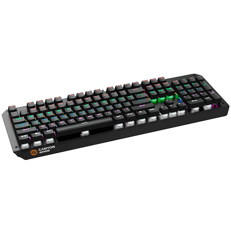 CANYON Hazard GK-6, Wired multimedia gaming keyboard with lighting effect, 108pcs rainbow LED, Numbers 104keys, EN double injection layout, cable length 1.8M, 450.5*163.7*42mm, 0.90kg, color black