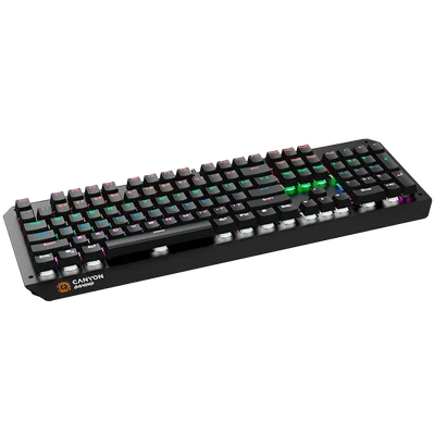 CANYON Hazard GK-6, Wired multimedia gaming keyboard with lighting effect, 108pcs rainbow LED, Numbers 104keys, EN double injection layout, cable length 1.8M, 450.5*163.7*42mm, 0.90kg, color black