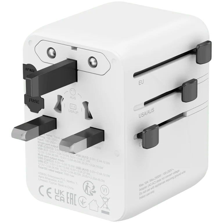 Захранващ адаптер CANYON OnTour 70 EU/UK/US/AUS 70W бял