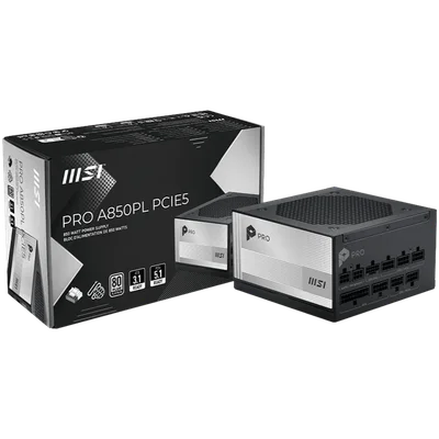 Захранващ блок MSI PRO A850PL PCIE5, 850W, 80 Plus Platinum, 120 мм вентилатор