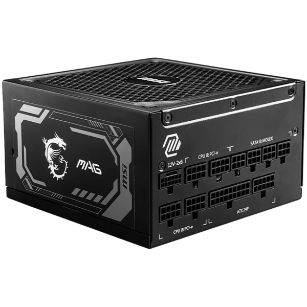Захранване за компютър MSI MAG A1250GL PCIE5 1250W 80 PLUS Gold ATX, 135 мм вентилатор, модулно, Active PFC, черен