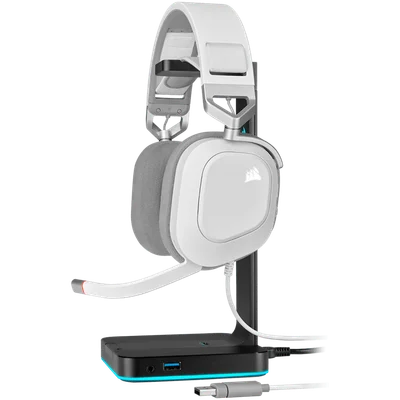 Гейминг слушалки CORSAIR HS80 RGB Wireless, бял