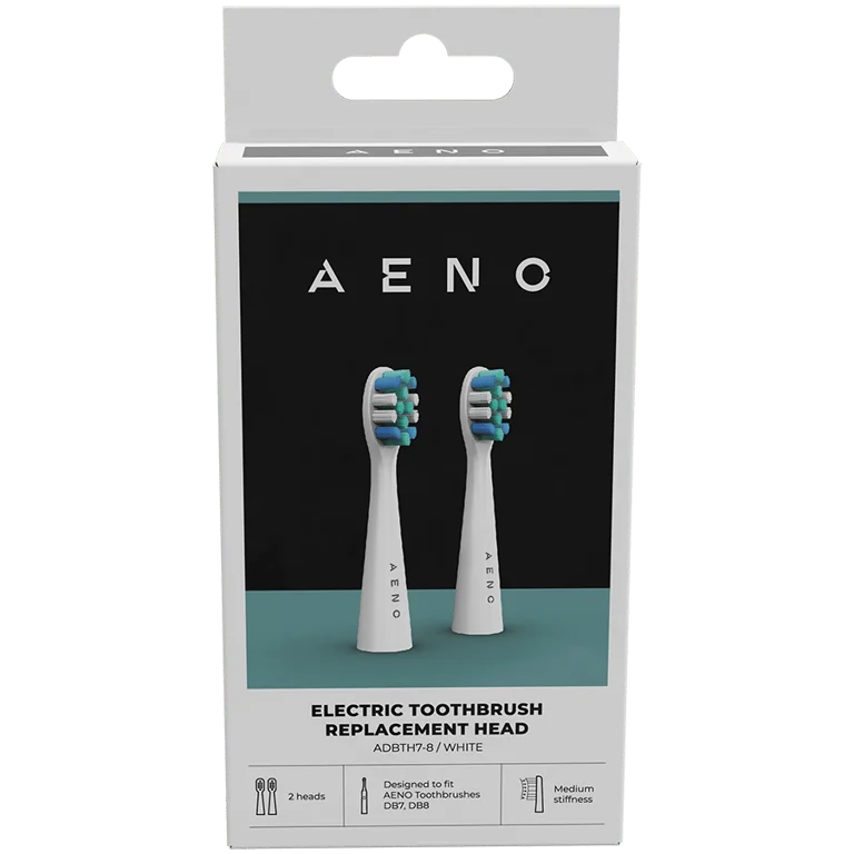 AENO Replacement toothbrush heads, White, Dupont bristles, 2pcs in set (for ADB0007/ADB0008)