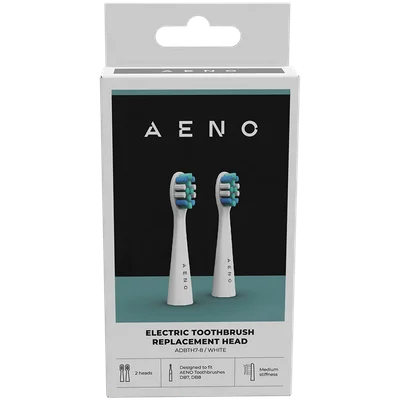 AENO Replacement toothbrush heads, White, Dupont bristles, 2pcs in set (for ADB0007/ADB0008)