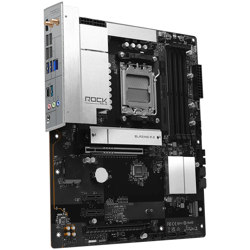 Дънна платка ASRock B850 Rock WiFi 7 ATX, Socket AM5, DDR5, PCIe 5.0, Wi-Fi 7, Bluetooth 5.4