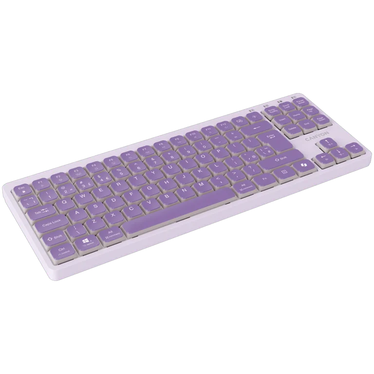 Клавиатура CANYON OnType 10 нископрофилна, механична, TKL, кабел, USB, лилава