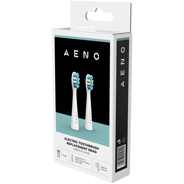 AENO Replacement toothbrush heads, White, Dupont bristles, 2pcs in set (for ADB0007/ADB0008)
