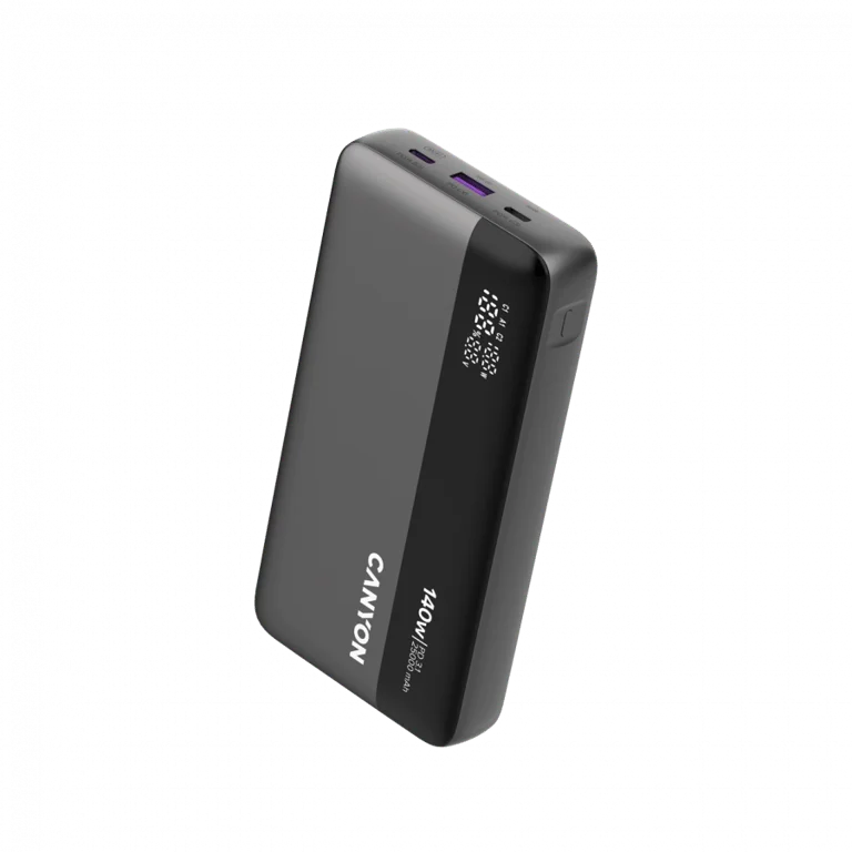 Външна батерия CANYON OnPower 240 PB-240 25000mAh 140W Power Delivery, три порта, дисплей, тъмно сив