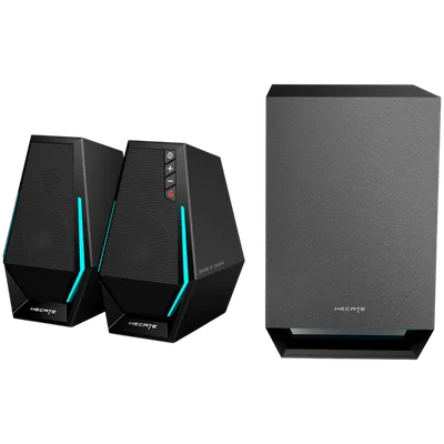 Edifier G1500 MAX 2.1 Audio System, BT V5.3, USB, AUX, 2.5-inch Drivers, 4-inch Subwoofer, RGB Lighting, 30W (RMS), Black