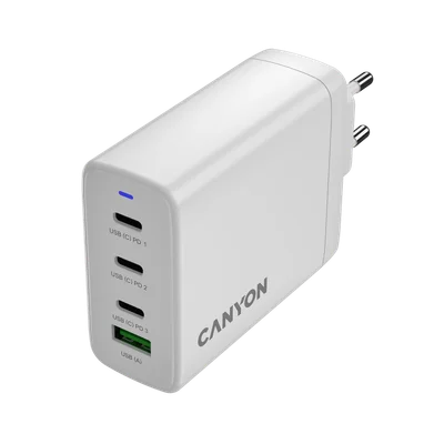 CANYON charger OnCharge 120 GAN Total 120W MAX 3 USB-C +1 USB-A White EU plug
