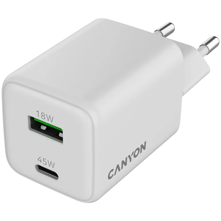 CANYON charger CU45AC GaN 45W 1xPD 1xQC EU White