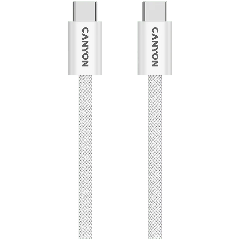 USB кабел CANYON OnWire 60MG CCMG60 USB-C към USB-C 60W Магнитен Плетен 1m Бял
