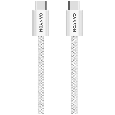 USB кабел CANYON OnWire 60MG CCMG60 USB-C към USB-C 60W Магнитен Плетен 1m Бял