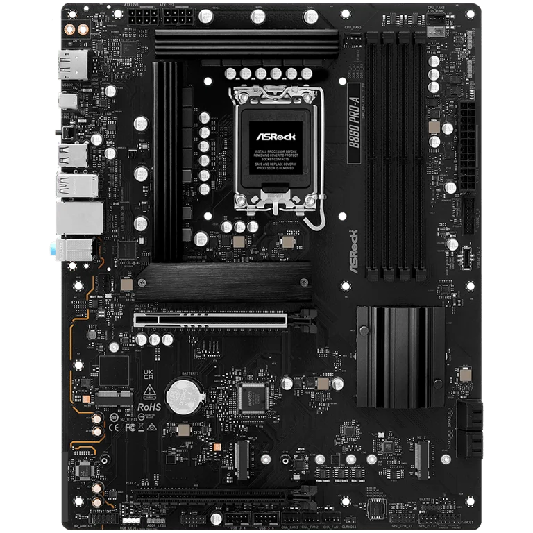 Дънна платка ASROCK B860 PRO-A 90-MXBRN0-A0UAYZ, Socket 1851, ATX, DDR5, PCIe 5.0 x16, 2.5Gb LAN