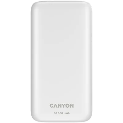 Външна батерия Canyon PB-301 30000 mAh LED PD 20W QC 3.0 Бяла