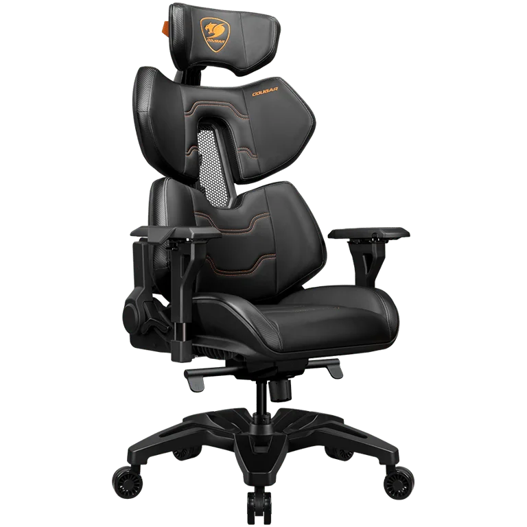 Гейминг стол COUGAR GAMING – TERMINATOR, алуминиева рамка, 4D регулируеми подлакътници, черен/оранжев