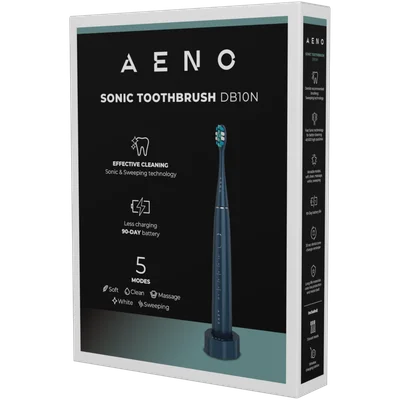 Електрическа четка за зъби AENO – ADB0010N, сонична технология, 5 режима, 3 глави, тъмносиня
