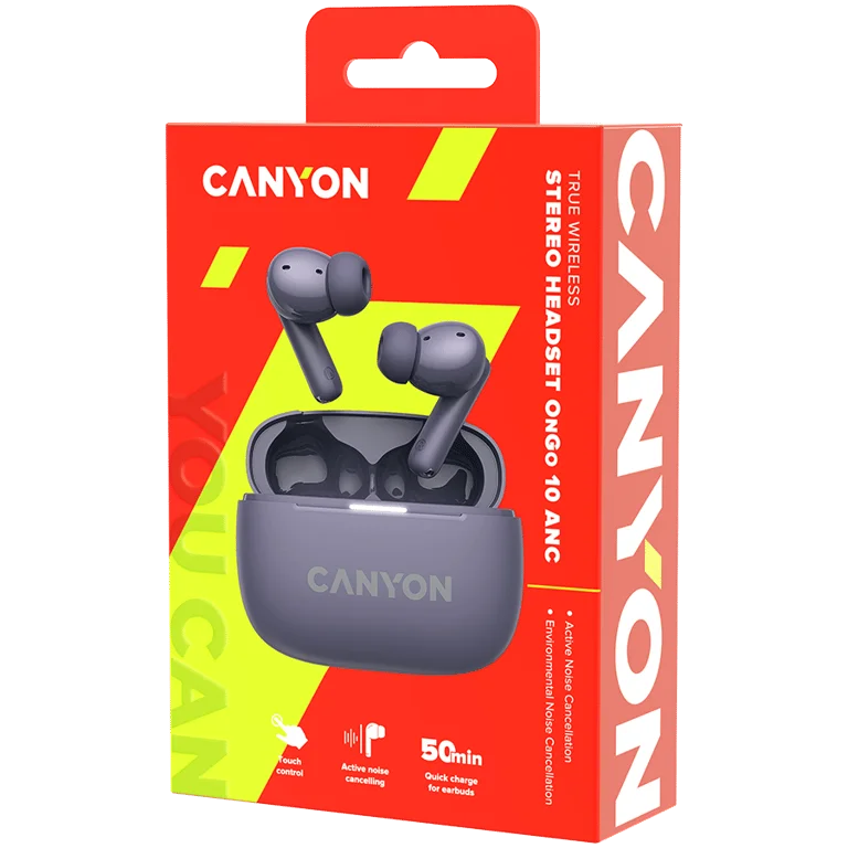 CANYON headset OnGo TWS-10 ANC+ENC Purple