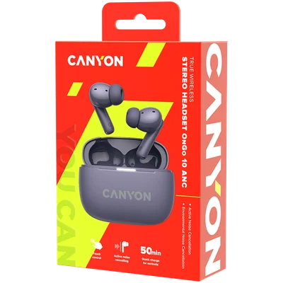 CANYON headset OnGo TWS-10 ANC+ENC Purple