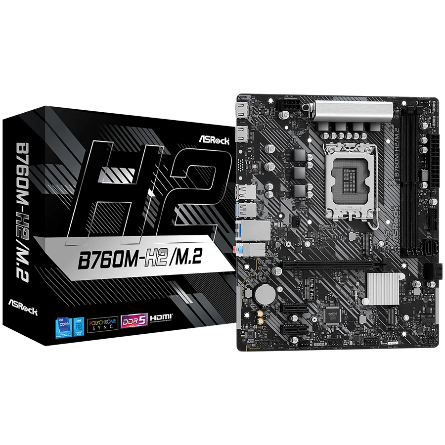 Дънна платка ASROCK – B760M-H2/M.2, Micro ATX, Socket 1700, DDR5