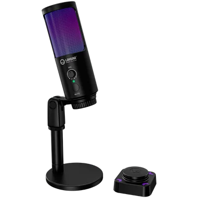 LORGAR SMP40, RGB Microphone with external mute button and metal stand, Black