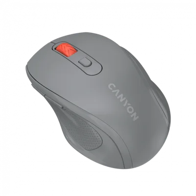 Canyon 6 buttons wireless 2.4Ghz mouse, MX8650A Sensor, DPI up to 1600,Injection case, 3 M life times left and right switches, 2xAAA battery, ABS material. Size: 105x71x40mm, Weight: 59g, Dark grey