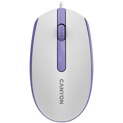 Мишка CANYON – M-10, с кабел, 1000 dpi, бяла/лавандулова
