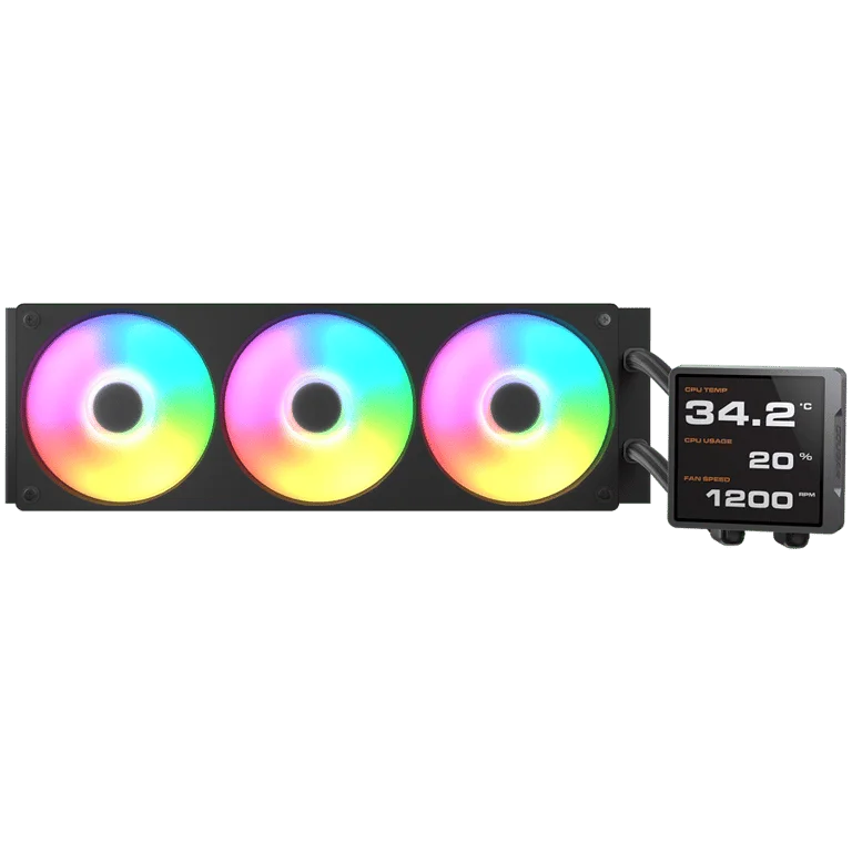 Охладителна система COUGAR GAMING – Poseidon Vistek Pro ARGB 360, течно охлаждане за процесор, 3 x 125мм вентилатори, черен