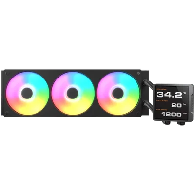 Охладителна система COUGAR GAMING – Poseidon Vistek Pro ARGB 360, течно охлаждане за процесор, 3 x 125мм вентилатори, черен