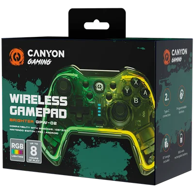 Гейминг контролер Canyon Brighter GPW-02 безжичен, Bluetooth + донгъл, прозрачен корпус
