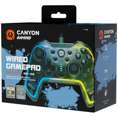 Гейминг контролер CANYON – GP-02 Brighter, 22 бутона, RGB осветление, кабелен