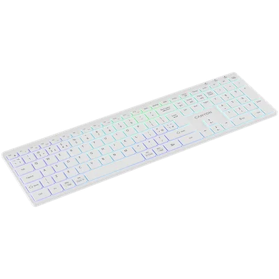 Клавиатура CANYON HKB-W11 безжична RGB Dual Mode UK/US, бяла