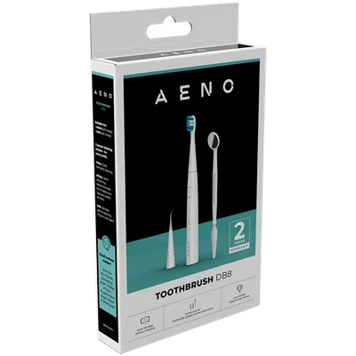 AENO Sonic Electric toothbrush, DB8: White, 3modes, 3 brush heads + 1 cleaning tool, 1 mirror,  30000rpm, 100 days without charging, IPX7