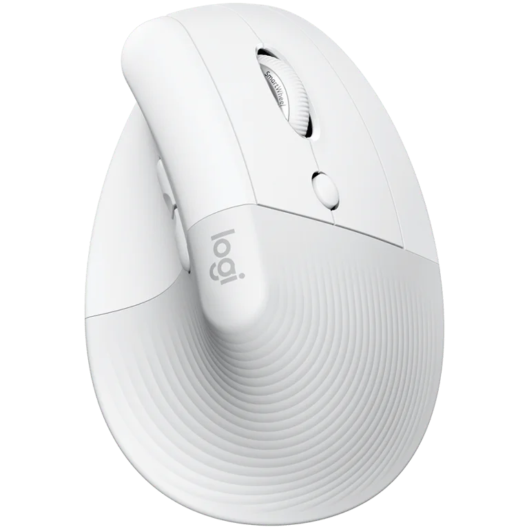 Вертикална мишка Logitech Lift for Mac, ергономична, безжична, бяла/сивкава
