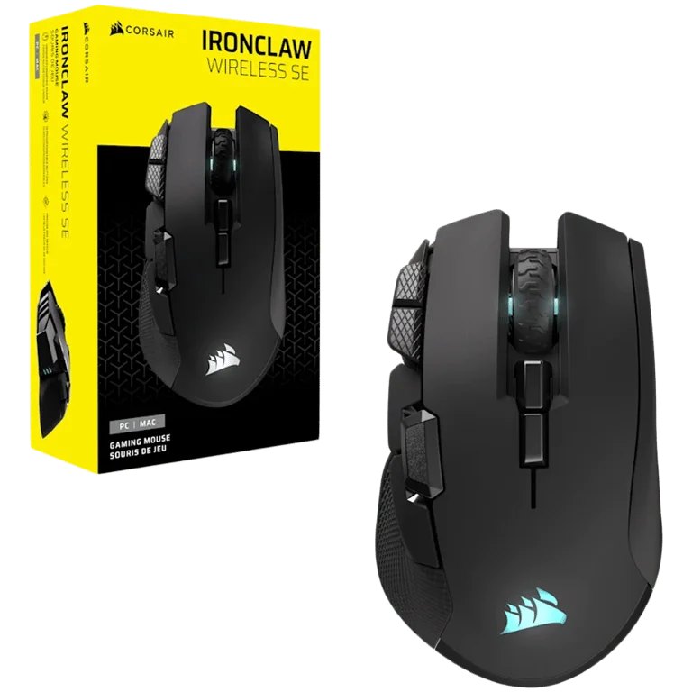 Гейминг мишка CORSAIR IRONCLAW WIRELESS SE, безжична, RGB подсветка, 26000 dpi, оптична