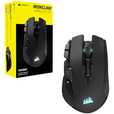 Гейминг мишка CORSAIR IRONCLAW WIRELESS SE, безжична, RGB подсветка, 26000 dpi, оптична