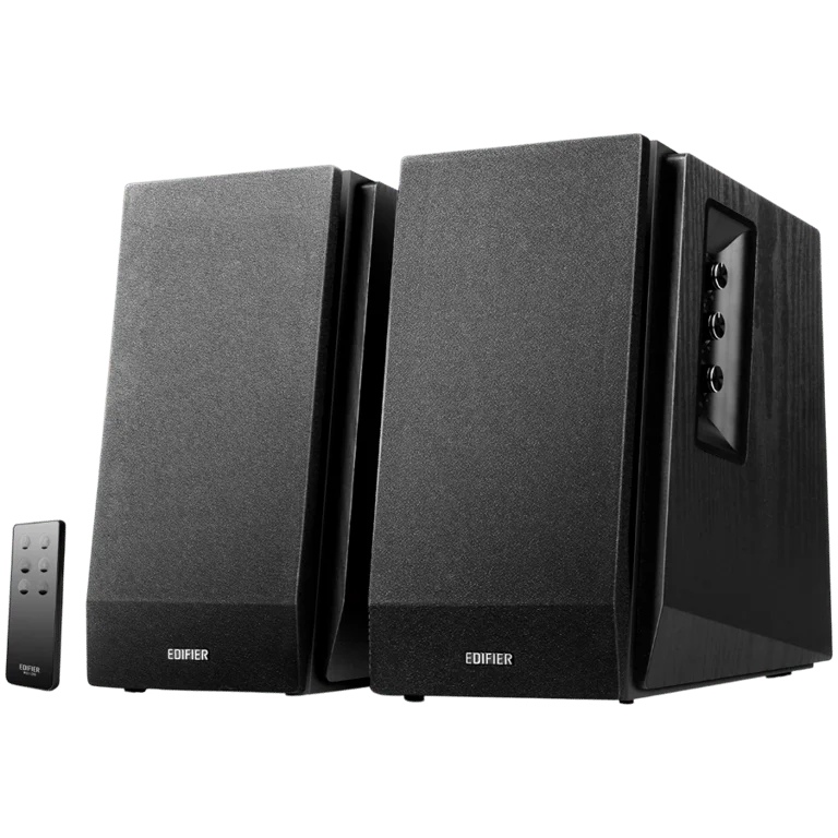 Edifier R1700BT 2.0 Bookshelf Speakers, BT V5.1, RCA, 0.75-inch Tweeters, 4-inch Drivers, 66W (RMS), Control Knobs and Remote Control, Black