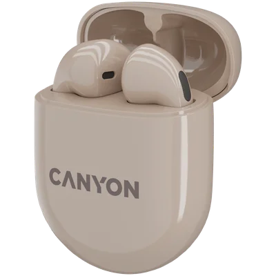 Безжични слушалки CANYON – TWS-6, бежов цвят, Bluetooth 5.3, до 21.6ч работа