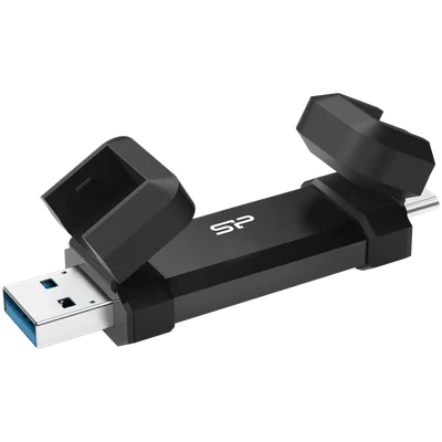 Silicon Power 1TB DS72 Dual USB-C/USB 3.2 Gen 2, Portable External SSD, Steam Deck and iPhone 15 Pro, R/W: up to 1050MB/s; 850MB/s, Black