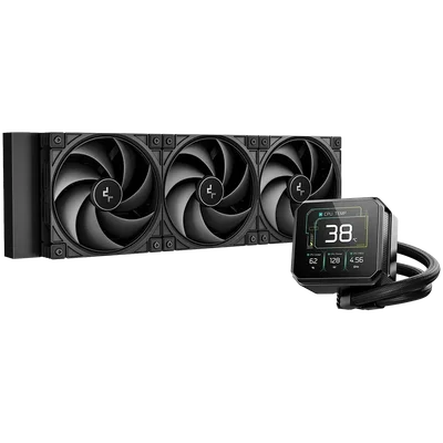 Охладителен блок за процесор DeepCool SPARTACUS 420, 420 мм, 3x140 мм PWM вентилатори, 3.4" IPS LCD дисплей, черен
