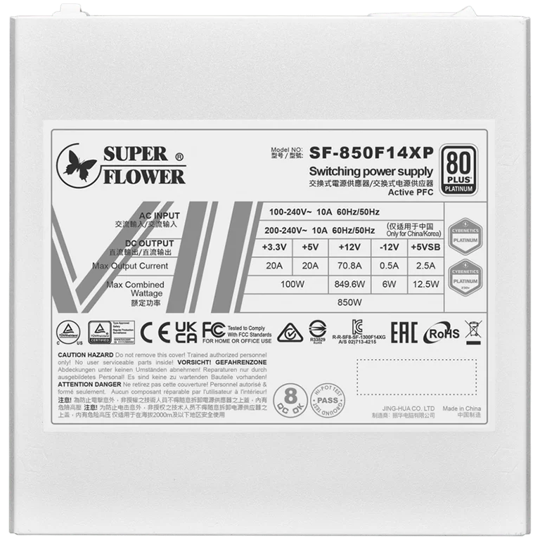 Super Flower Leadex VII Platinum PRO 1000W ATX 3.1, 80 Plus Platinum, Fully Modular, Flat White Cables, 140mm Fan, 150mmx150mmx86mm, White, 10 Year Warranty