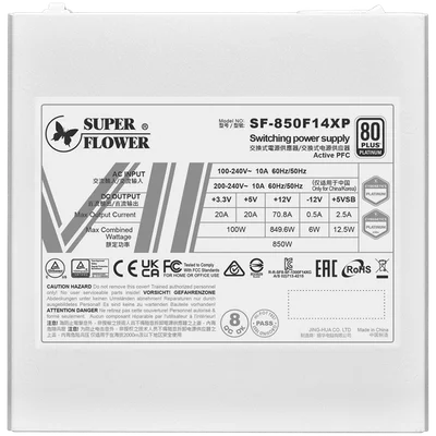Super Flower Leadex VII Platinum PRO 1000W ATX 3.1, 80 Plus Platinum, Fully Modular, Flat White Cables, 140mm Fan, 150mmx150mmx86mm, White, 10 Year Warranty