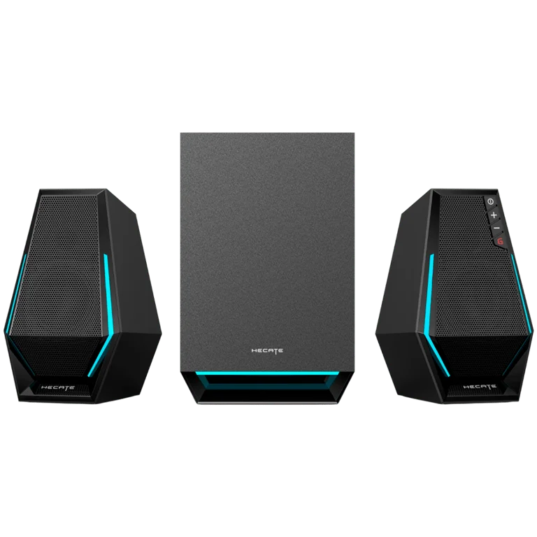 Edifier G1500 MAX 2.1 Audio System, BT V5.3, USB, AUX, 2.5-inch Drivers, 4-inch Subwoofer, RGB Lighting, 30W (RMS), Black