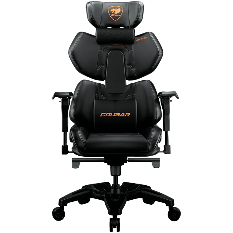 Гейминг стол COUGAR GAMING – TERMINATOR, алуминиева рамка, 4D регулируеми подлакътници, черен/оранжев