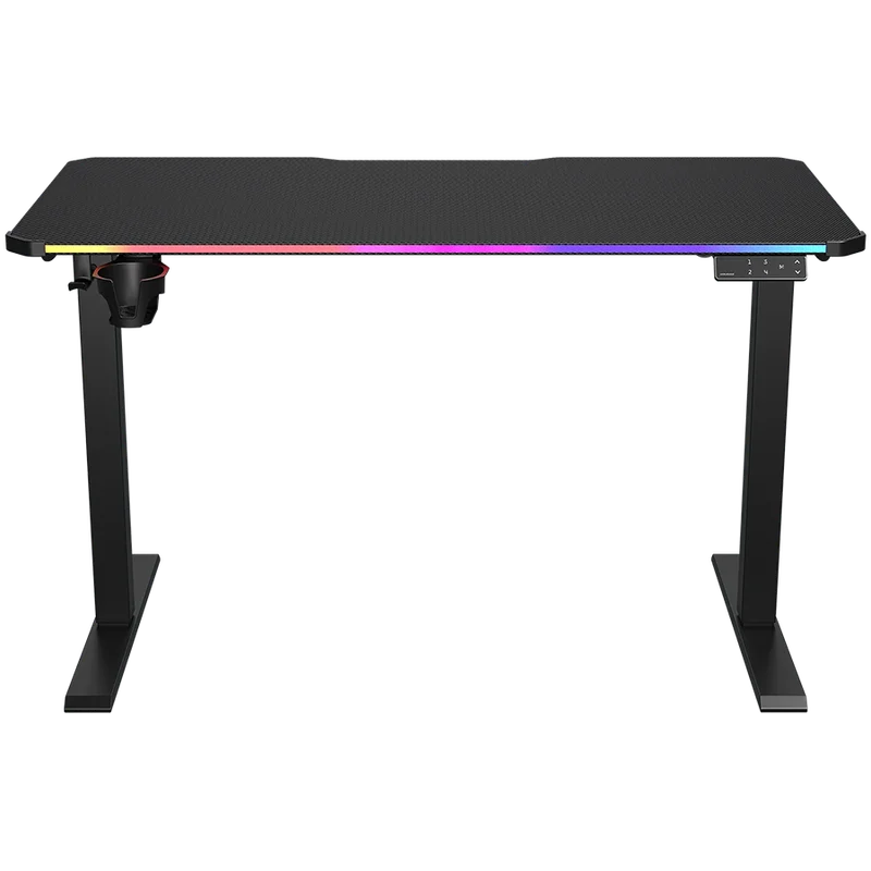 Гейминг бюро COUGAR GAMING – E-ARES 120, RGB осветление, електрическо регулиране на височината, 120x60 см, черен