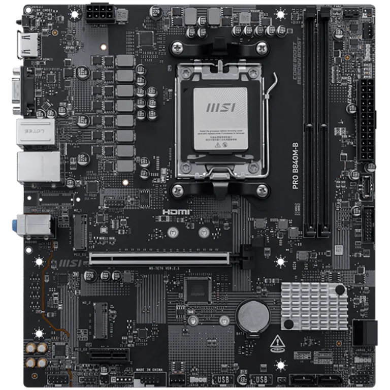 Дънна платка MSI PRO B840M-B Micro ATX Socket AM5 DDR5 8000MHz 2x M.2 7.1 Audio 2.5G LAN