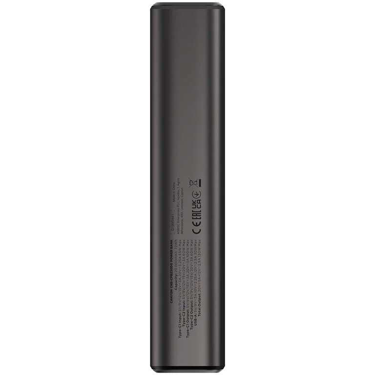 Външна батерия Canyon OnPower 230 20000mAh 130W, тъмно сива