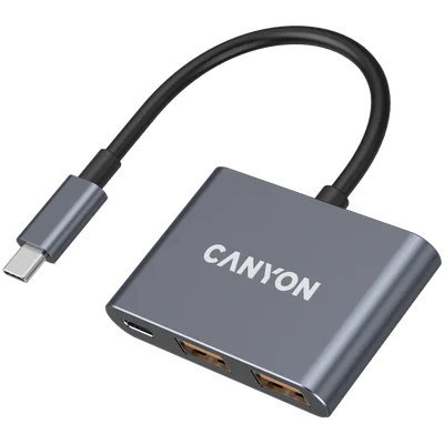USB хъб CANYON DS-3 3-в-1 USB-C Тъмно сив