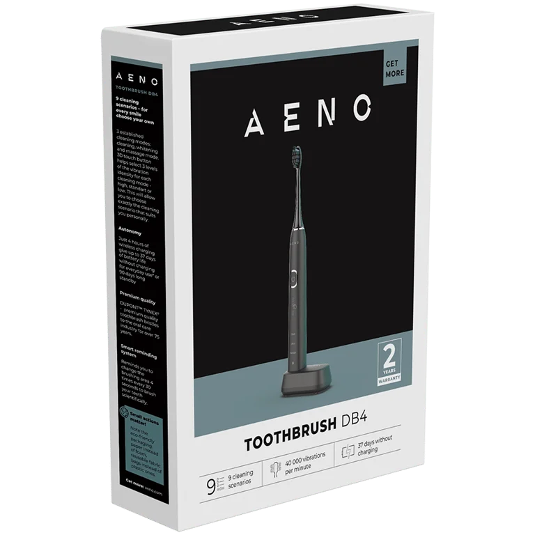 AENO Sonic Electric Toothbrush, DB4: Black, 9 scenarios, with 3D touch, wireless charging, 46000rpm, 40 days without charging, IPX7
